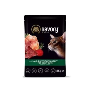 Вологий корм для кішок Savory ягня з буряком у соусі 85 г (4820261920123)