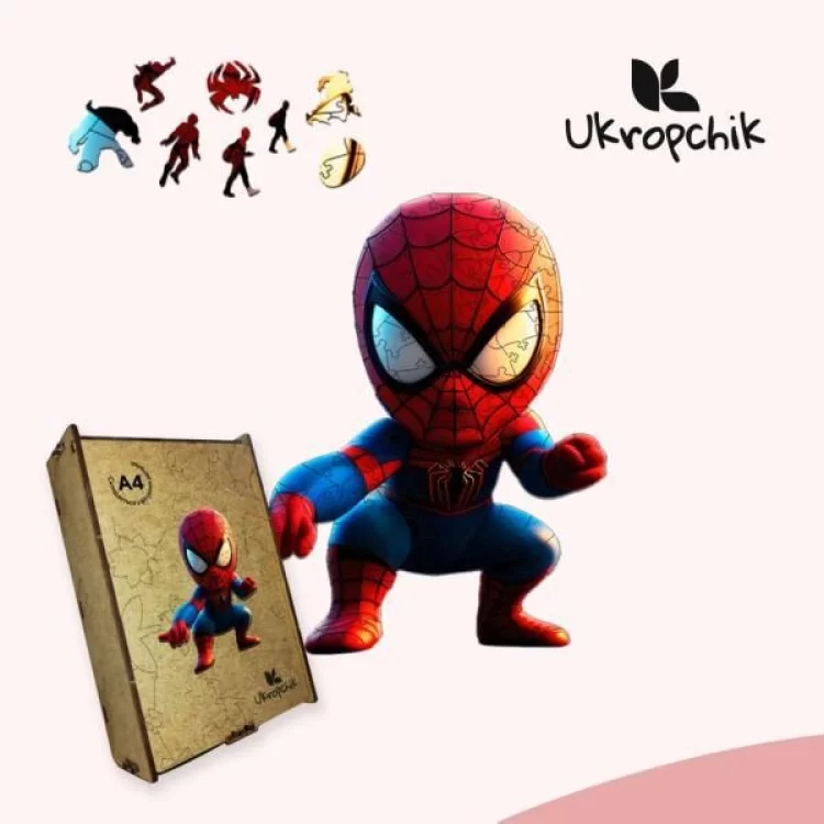 Пазл Ukropchik деревянный Супергерой Спайди size - M в коробке с набором-рамкой (Spider-Man Superhero A4) отзывы - изображение 5