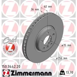 Тормозной диск ZIMMERMANN 150.3442.20