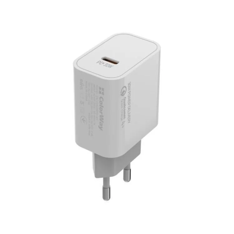 Зарядний пристрій ColorWay PD Port PPS USB Type-C (30W) white (CW-CHS038PD-WT)