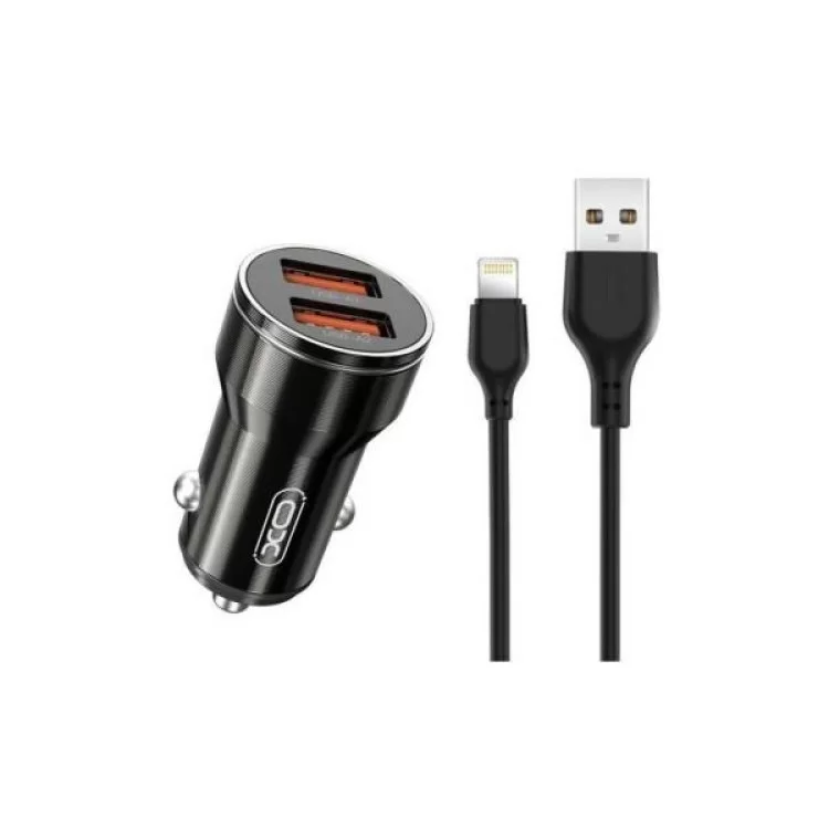 Зарядное устройство XO CC48 Smart Metal 2USB + cable Lightning (XO-CC48i-BK) цена 189грн - фотография 2