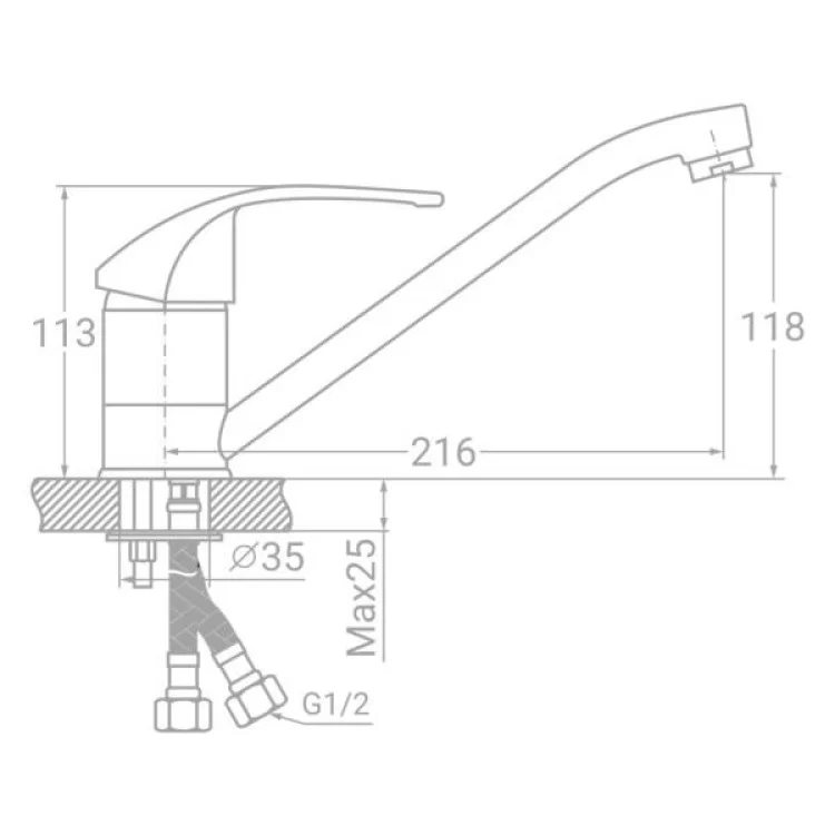 Змішувач TAU SL-2B243C (9840130) ціна 720грн - фотографія 2