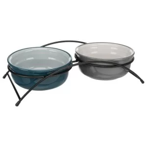 Посуда для кошек Trixie подставка с мисками 600 мл/15 см (морская волна) (4047974245361)