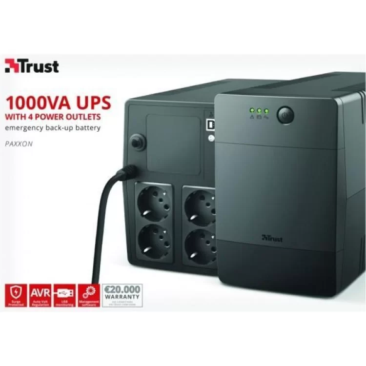 Источник бесперебойного питания Trust Paxxon 1000VA UPS 4 Outlets (23504_TRUST) характеристики - фотография 7