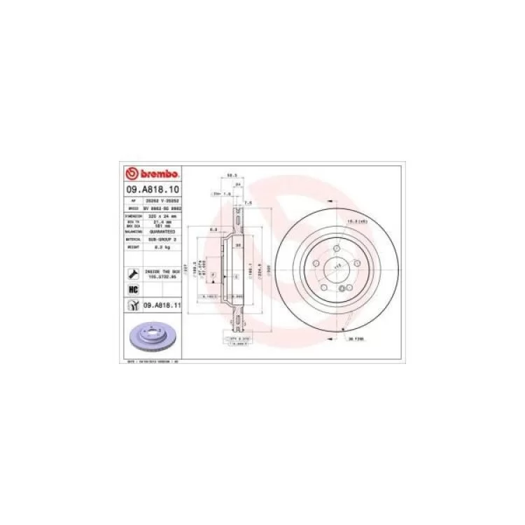 Тормозной диск Brembo 09.A818.11