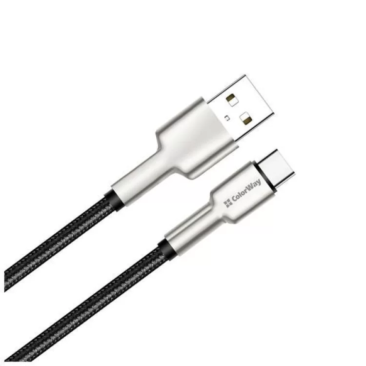 Дата кабель USB 2.0 AM to Type-C 1.0m head metal black ColorWay (CW-CBUC046-BK) ціна 297грн - фотографія 2