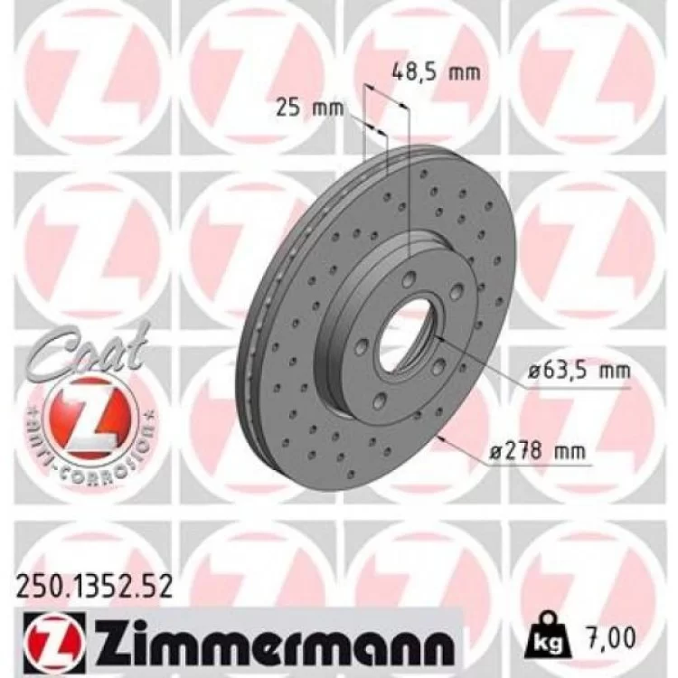 Тормозной диск ZIMMERMANN 250.1352.52