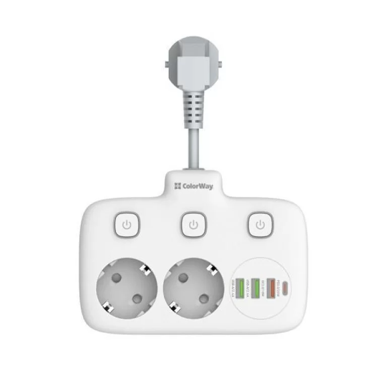 продаємо Мережевий фільтр живлення ColorWay CW-CHE24PDW 2 розетки/4USB (CW-CHE24PDW) в Україні - фото 4