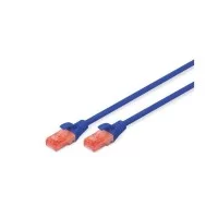 Патч-корд 0.5м, CAT 6 UTP, AWG 26/7, Cu, LSZH, blue Digitus (DK-1617-005/B)