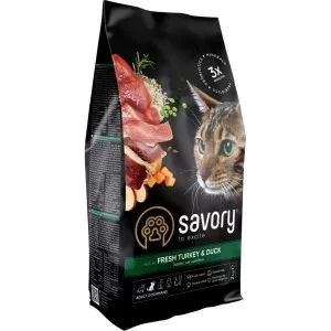 Сухой корм для кошек Savory Adult Cat Gourmand Fresh Turkey and Duck 2 кг (4820232630051)