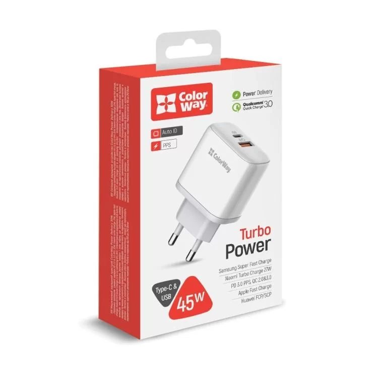 Зарядний пристрій ColorWay Power Delivery Port PPS USB (Type-C PD+ USB QC3.0) (45W) white (CW-CHS042PD-WT) - фото 10