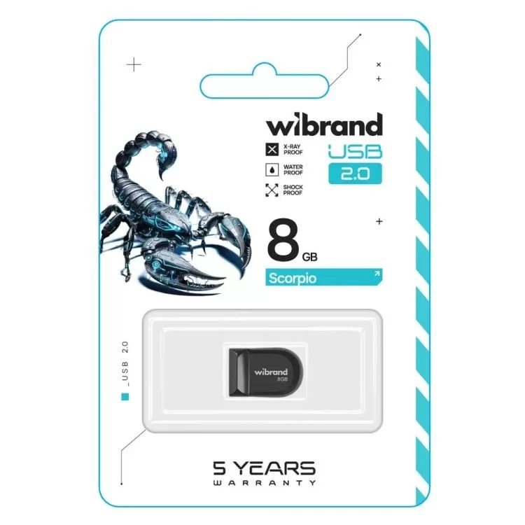 USB флеш накопитель Wibrand 8GB Scorpio Black USB 2.0 (WI2.0/SC8M3B) цена 183грн - фотография 2