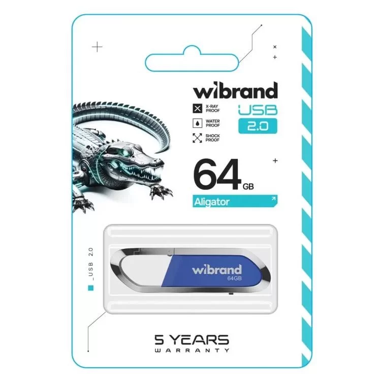 USB флеш накопичувач Wibrand 64GB Aligator Blue USB 2.0 (WI2.0/AL64U7U) ціна 338грн - фотографія 2