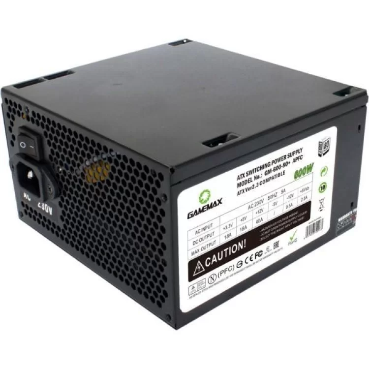 Блок живлення Gamemax GM-600 80+ APFC Black