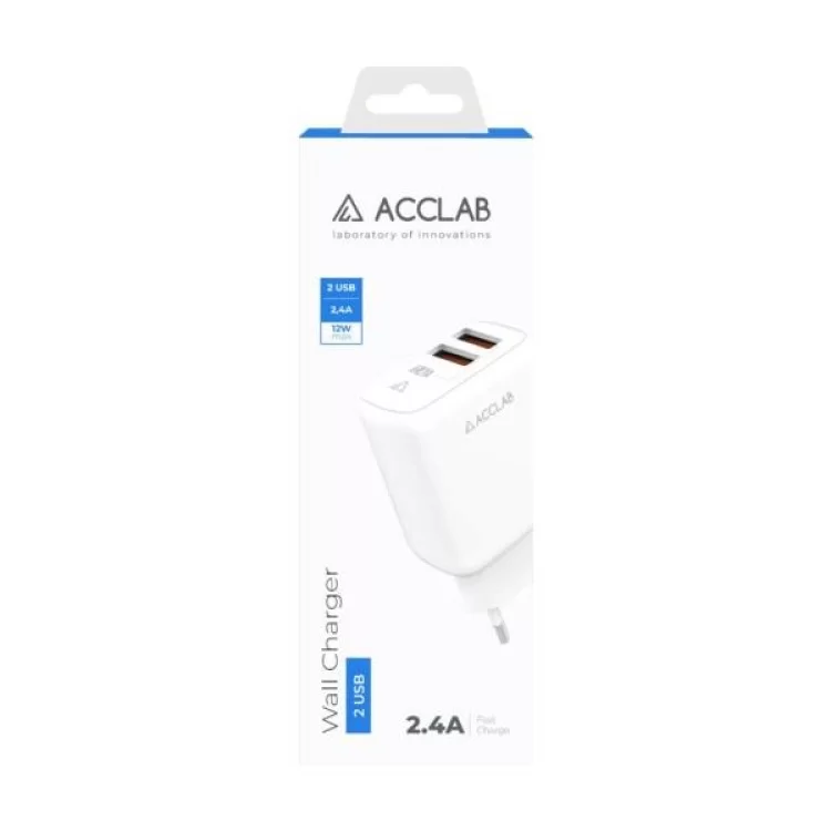 Зарядное устройство ACCLAB AL-TC224 2хUSB 5В/2,4A/12W (1283126538834) цена 317грн - фотография 2