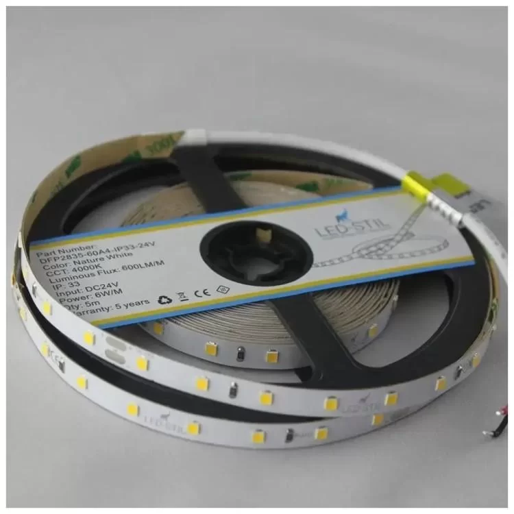 в продаже Светодиодная лента LED-STIL 4000K 6 Вт/м 2835 60 діодів IP33 24 Вольта 600 lm нейтральне світло (DFP2835-60A4-IP33-24V) - фото 3