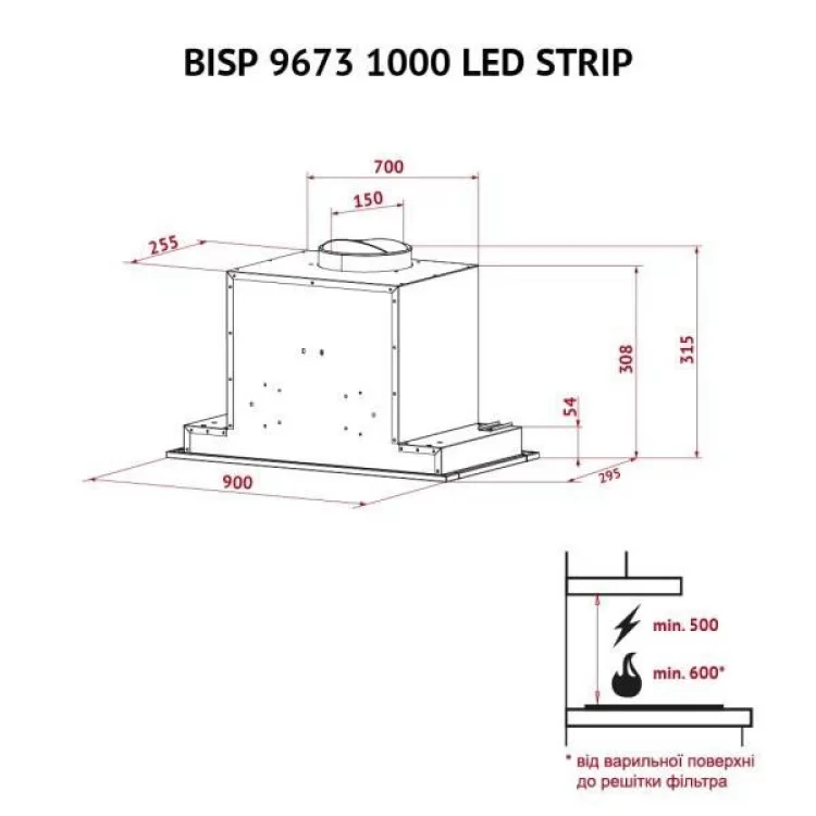 Витяжка кухонна Perfelli BISP 9673 BL 1000 LED Strip - фото 11