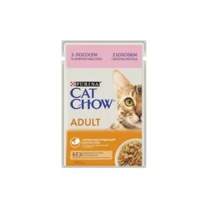 Влажный корм для кошек Purina Cat Chow Adult с лососем и зеленой фасолью в желе 85г (7613036595063)