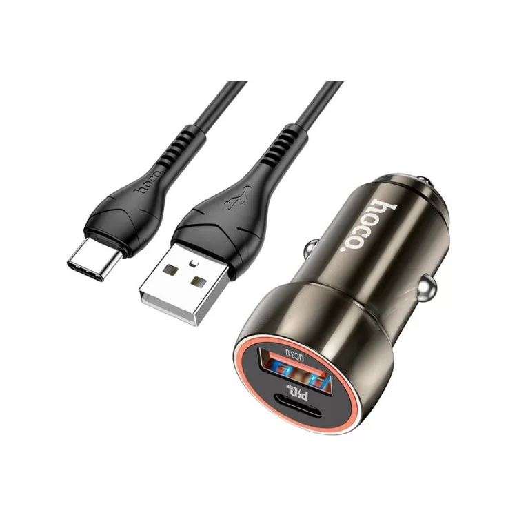 Зарядное устройство HOCO Z46A USB-A/Type-C Metal Gray (6931474770370) цена 320грн - фотография 2