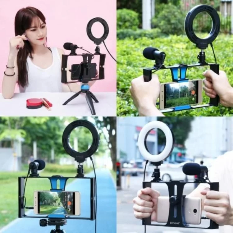 Набор блогера Puluz 4in1 (ring light, mount, phone holder, microphone) (PKT3025L) обзор - фото 8