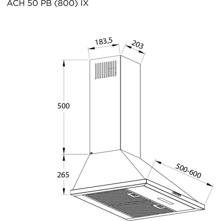 Витяжка кухонна Pyramida ACH 50 PB (800) IX характеристики - фотографія 7
