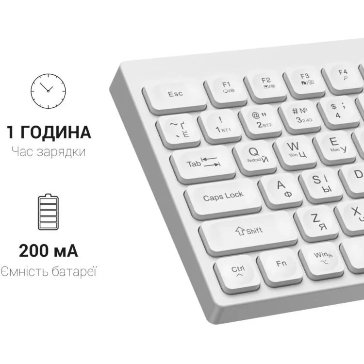 Клавиатура OfficePro SK985W Wireless/Bluetooth White (SK985W) - фото 11