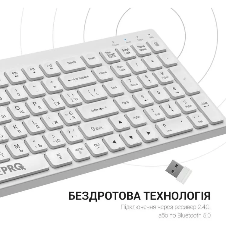 Клавиатура OfficePro SK985W Wireless/Bluetooth White (SK985W) - фото 9