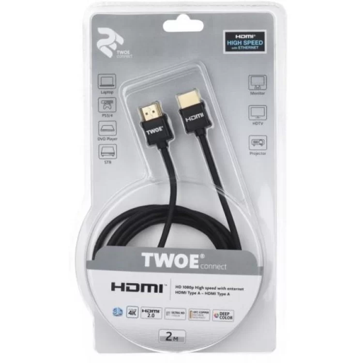 в продажу Кабель мультимедійний HDMI to HDMI 2.0m 2E (2EW-1119-2m) - фото 3