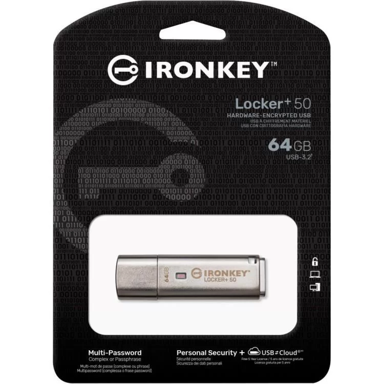 USB флеш накопитель Kingston 64GB IronKey Locker Plus 50 AES Encrypted USB 3.2 (IKLP50/64GB) отзывы - изображение 5