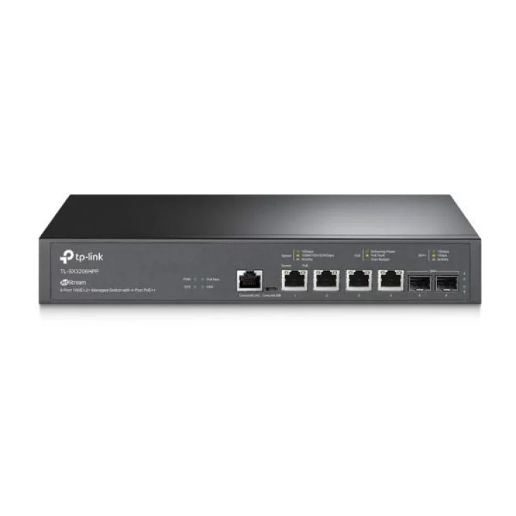 Коммутатор сетевой TP-Link TL-SX3206HPP 2xSFP+ (10GE) 4x10GE LAN console+microUSB L2 JetStream 19" 1U (TL-SX3206HPP)