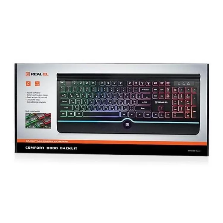 Клавіатура REAL-EL 8000 Comfort Backlit Black ціна 839грн - фотографія 2