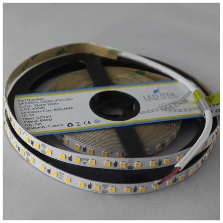 продаем Светодиодная лента LED-STIL 6000K 6 Вт/м 2835 128 діодів IP33 24 Вольта 950 lm холодне світло (DFP2835-128A6-IP33-24V) в Украине - фото 4