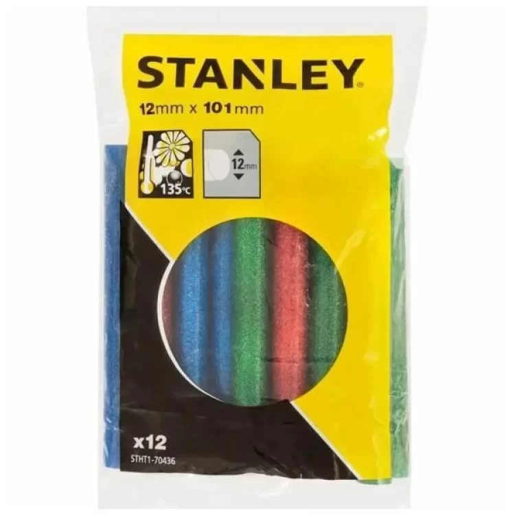 Клейові стержні Stanley d=11,3 мм, L= 100 мм, низкотемпературный, три цвета, 12 шт (STHT1-70436) ціна 149грн - фотографія 2