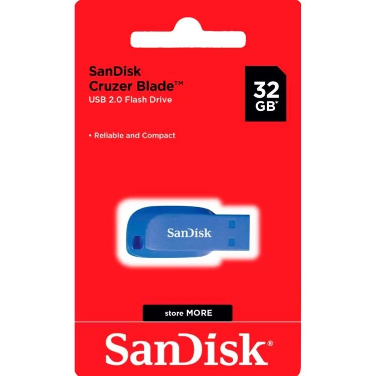 в продажу USB флеш накопичувач SanDisk 32GB Cruzer Blade Electric Blue USB 2.0 (SDCZ50C-032G-B35BE) - фото 3