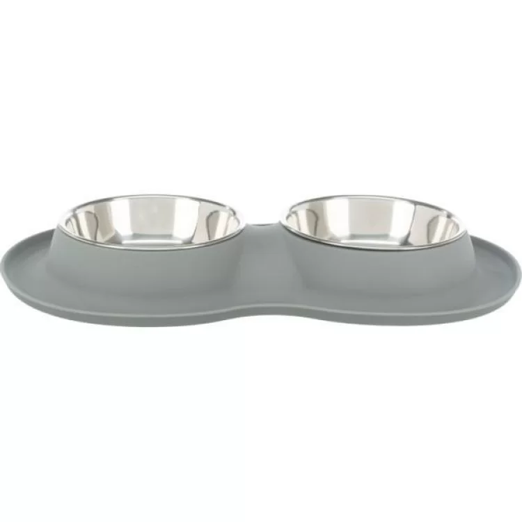 Посуд для собак Trixie Миска металева подвійна 2х400 мл/16 см (сіра) (4011905249834) ціна 1 228грн - фотографія 2
