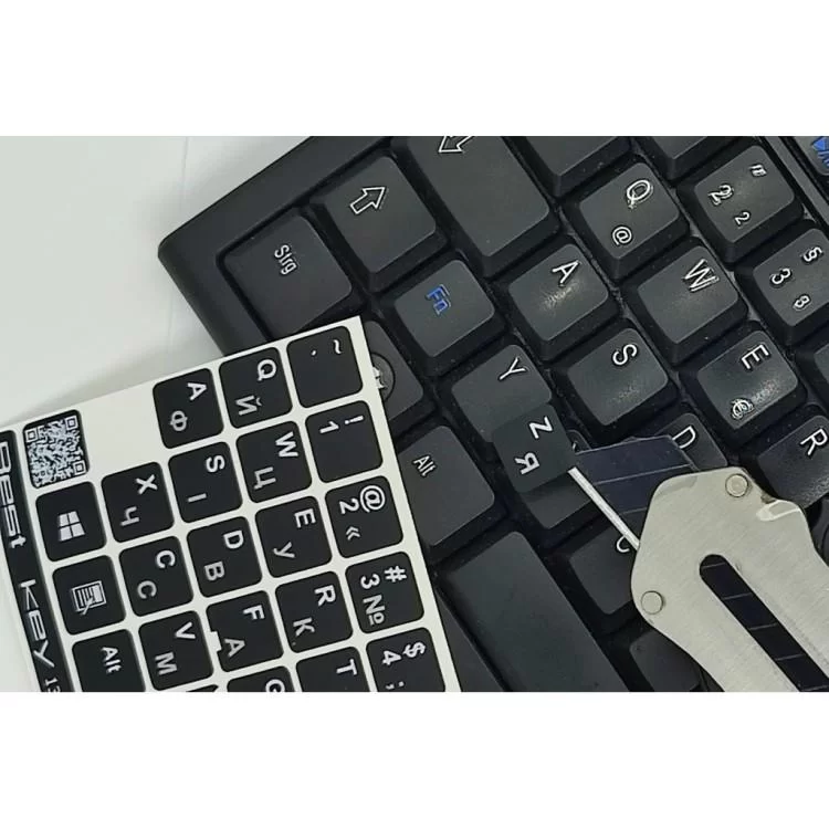 в продажу Наклейка на клавіатуру BestKey непрозора чорна, 76, срібний (BKU13SIL/011) - фото 3