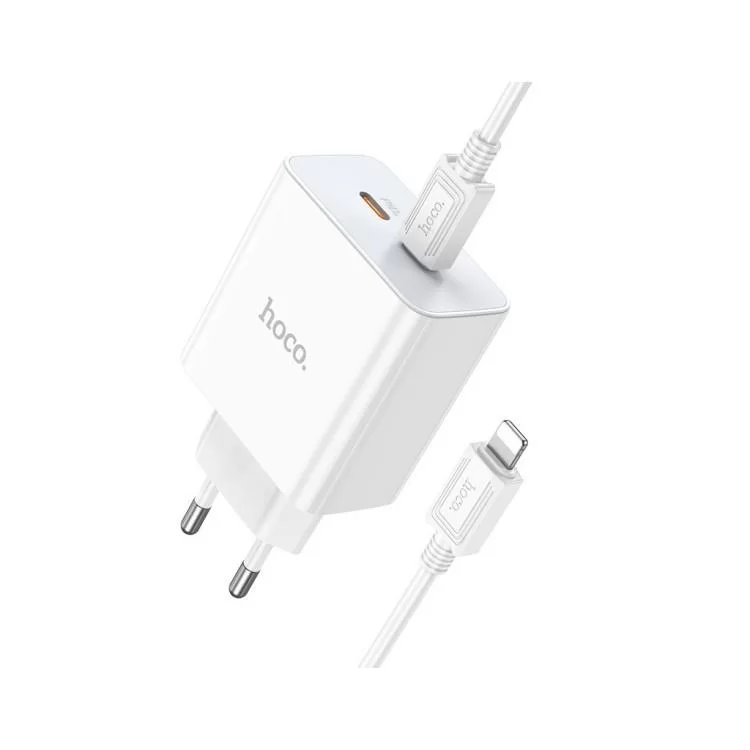 Зарядний пристрій HOCO C108A charger set (C to iP) White (6931474784445) ціна 619грн - фотографія 2