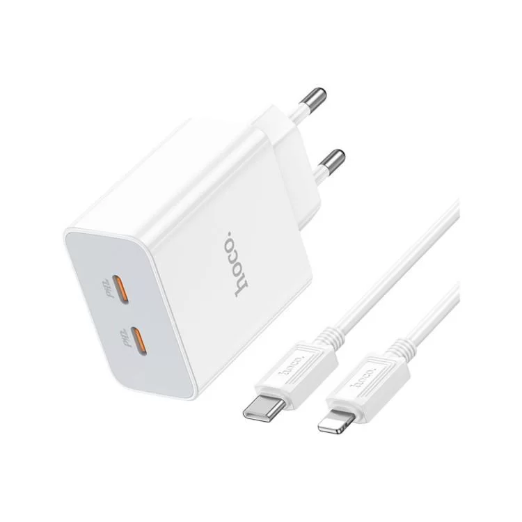 в продажу Зарядний пристрій HOCO C108A charger set (C to iP) White (6931474784445) - фото 3