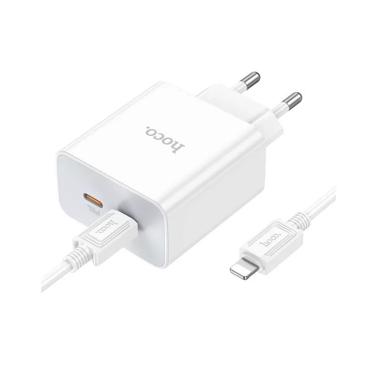 продаємо Зарядний пристрій HOCO C108A charger set (C to iP) White (6931474784445) в Україні - фото 4