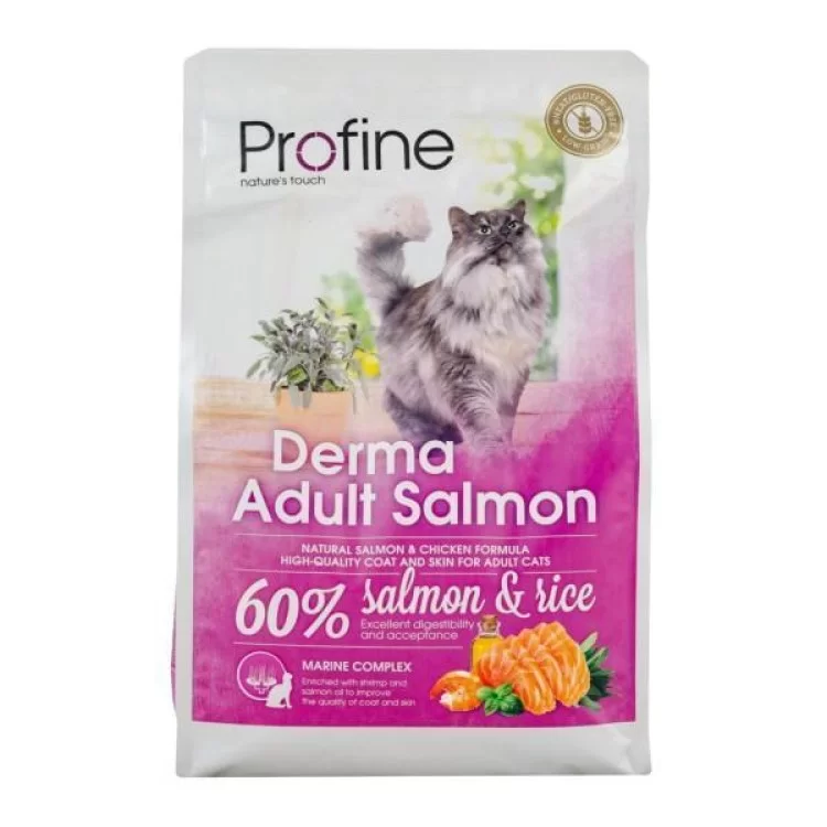 Сухой корм для кошек Profine Cat Derma с лососем и рисом 2 кг (8595602517763) цена 816грн - фотография 2