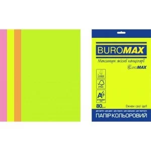 Бумага Buromax А4, 80g, NEON, 4colors, 200sh, EUROMAX (BM.27215200E-99)