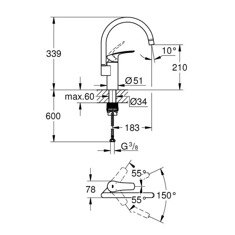 продаємо Змішувач Grohe Eurosmart New (33202003) в Україні - фото 4