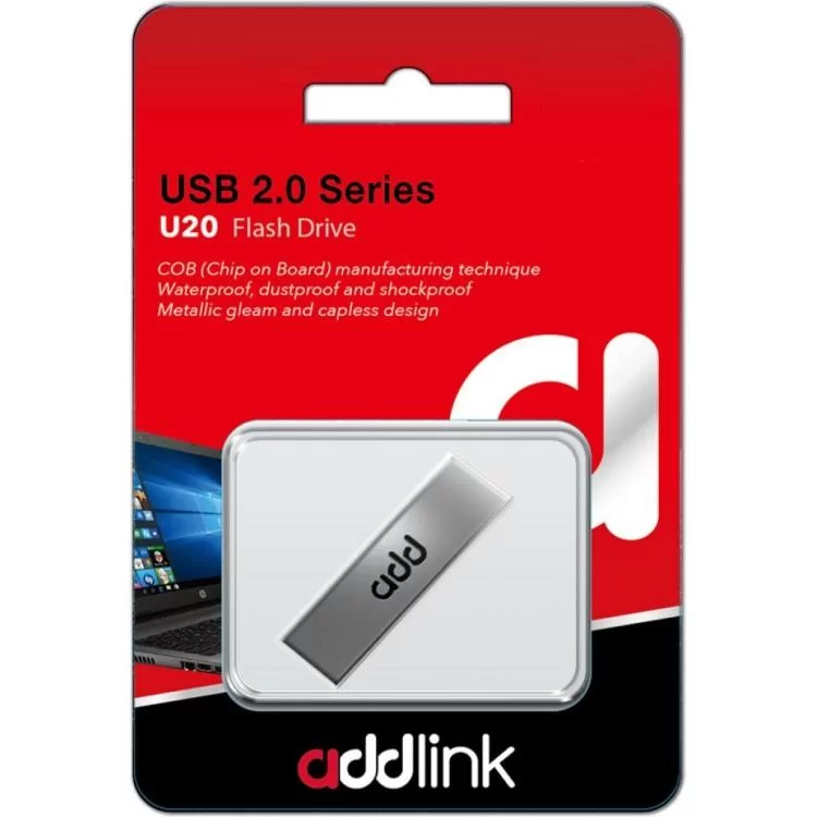 в продажу USB флеш накопичувач AddLink 64GB U20 Titanium USB 2.0 (ad64GBU20T2) - фото 3