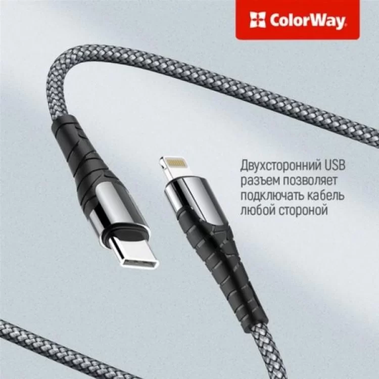 в продаже Дата кабель USB-C to Lightning 1.0m ColorWay (CW-CBPDCL033-GR) - фото 3