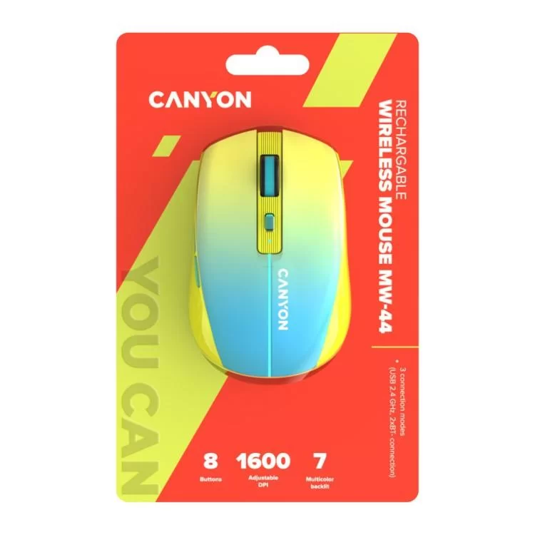 Мишка Canyon MW-44 LED Rechargeable Wireless/Bluetooth Yellow Blue (CNS-CMSW44UA) інструкція - картинка 6