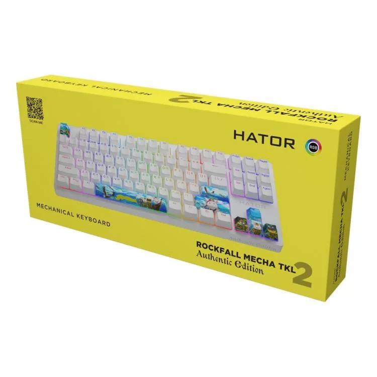 Клавіатура Hator Rockfall 2 Mecha TKL Authentic Edition Aurum Milky Way Silent USB Fighting Cats (HTK-532) інструкція - картинка 6