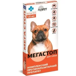 Краплі для тварин ProVET Мега Стоп від паразитів для собак від 4 до 10 кг 4/1 мл (4820150200763)