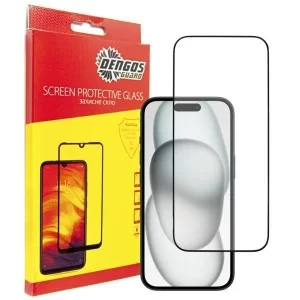 Стекло защитное Dengos Full Glue iPhone 15 Plus (black) (TGFG-320)