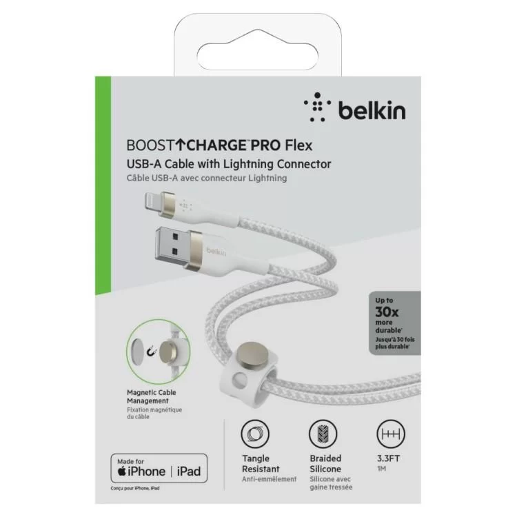 Дата кабель USB 2.0 AM to Lightning 1.0m white Belkin (CAA010BT1MWH) ціна 1 540грн - фотографія 2