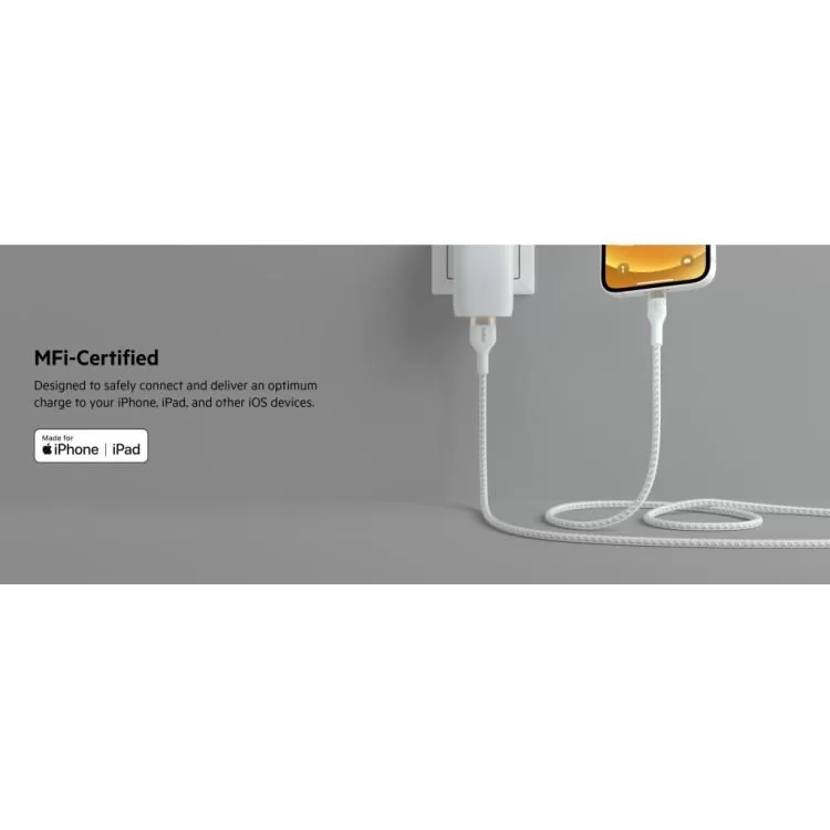 Дата кабель USB 2.0 AM to Lightning 1.0m white Belkin (CAA010BT1MWH) - фото 12